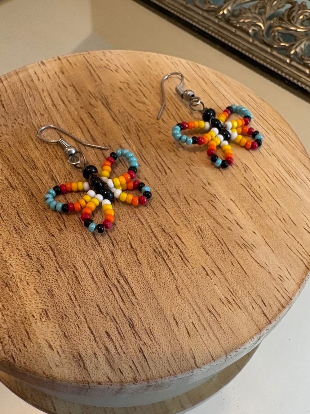 Rainbow butterfly earring handmade!
